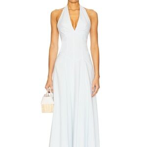 Chic Halter Neck Maxi Dress in White
